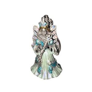 Kirk's Folly Angel Fairy Keychain Silver Tone Glitter Wings Star Charms Vintage